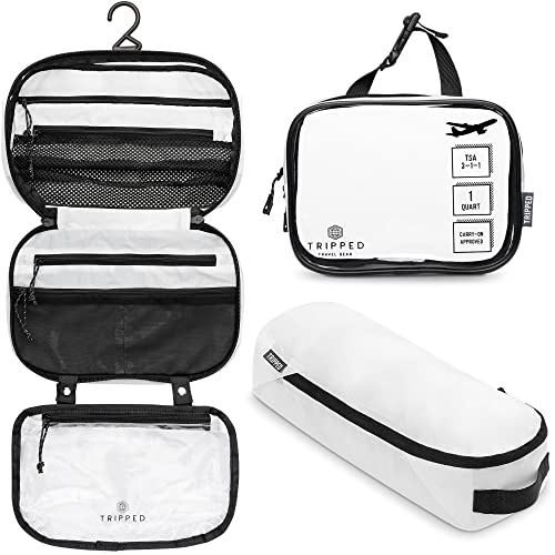 TRIPPED Travel Gear Ultimate Toiletry Bag Kit: Hanging Travel Organizer + TSA Cosmetic Bag + Ultralight Pouch - Perfect for Travel!
