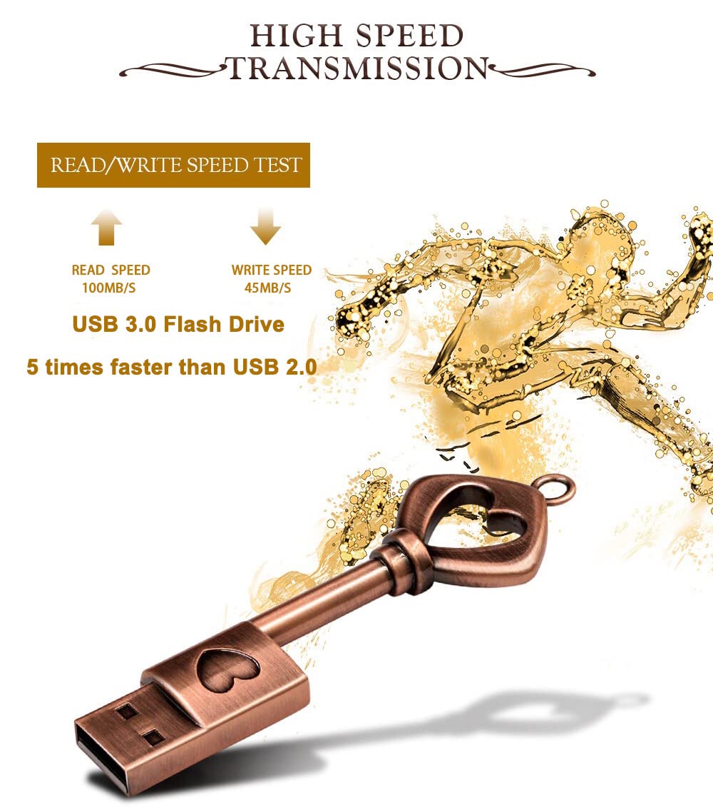 EZITSOL 64GB USB 3.0 Heart Shape Flash Drive High Speed Keychain Gift for Anniversary Birthday Photographer Wedding - View 4 of 6