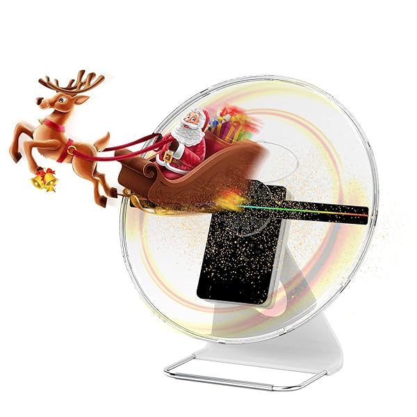 YSTEROKS Desktop 3D Hologram Fan: 12-Inch 512PX Holographic Projector - Perfect Christmas Gift & Store Display for Holiday Events