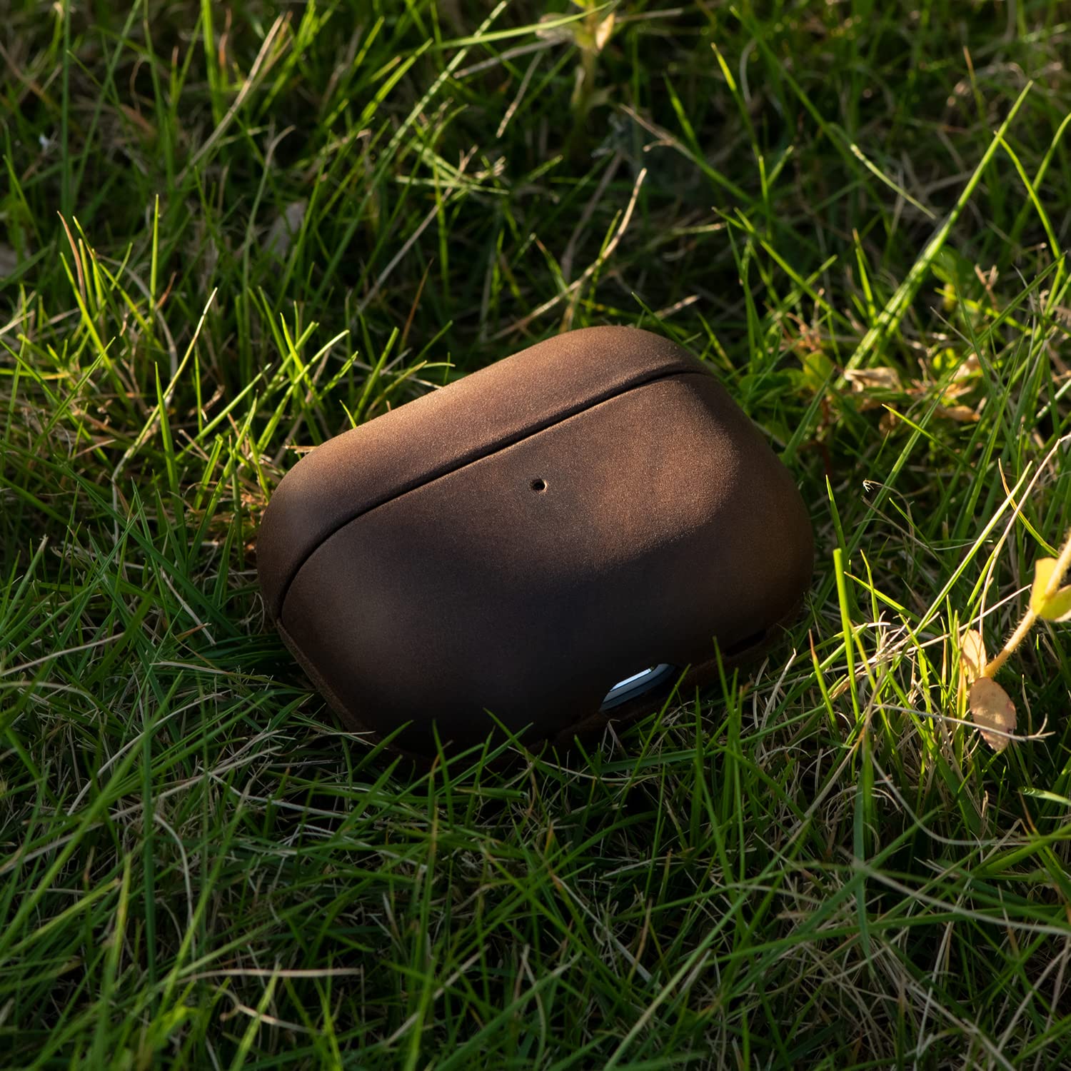 maogoam Maogoam Leather Case Cover for AirPods Pro 2nd Generation Genuine Oil Wax Crazy Horse Dark Brown Indiana Jones Style Front LED Visible - View 7 of 8