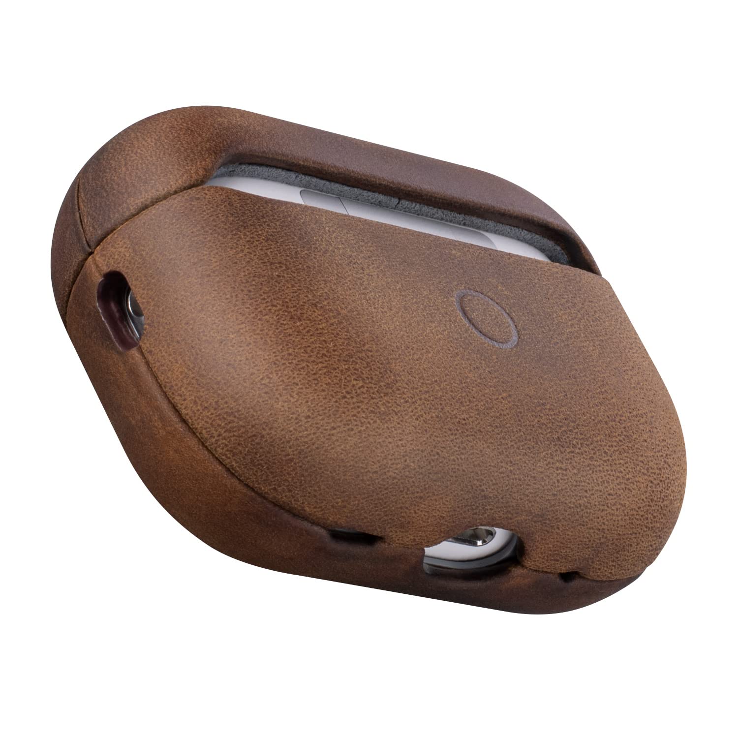 maogoam Maogoam Leather Case Cover for AirPods Pro 2nd Generation Genuine Oil Wax Crazy Horse Dark Brown Indiana Jones Style Front LED Visible