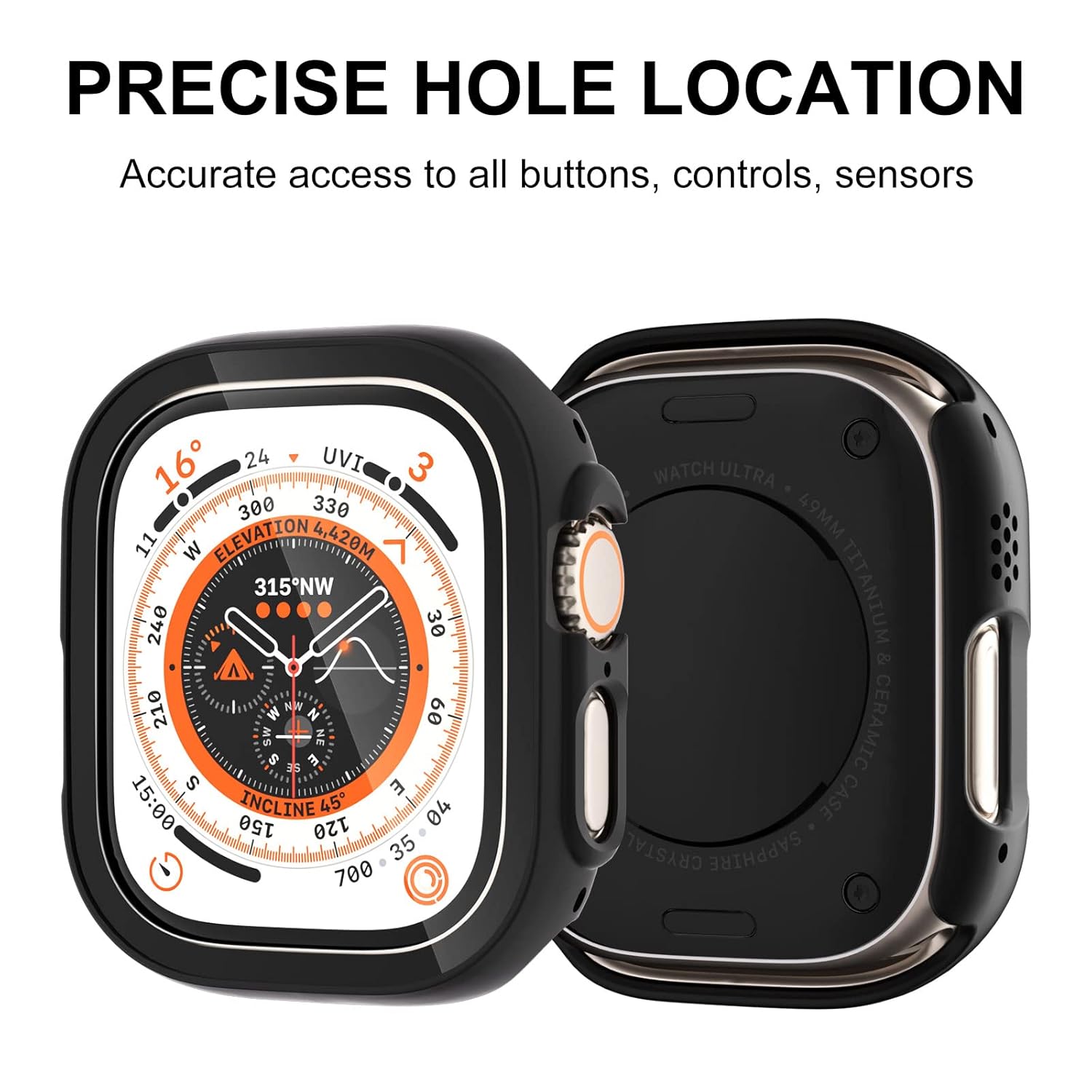 shenou Apple Watch Ultra 49mm Case and Screen Protector Bumper Cover Accessories - View 3 of 7