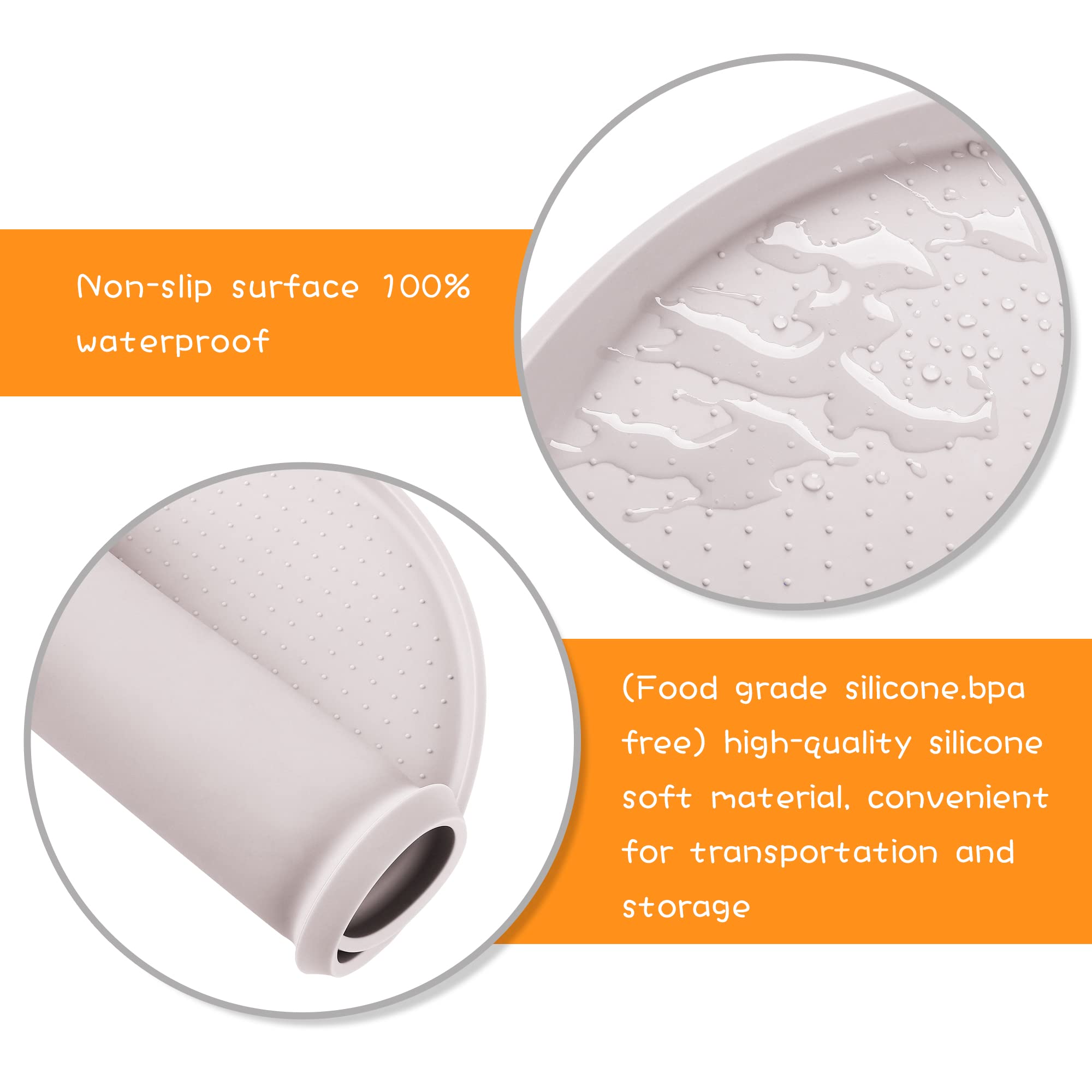 Yacee Yacee Waterproof Raised Edge Silicone Dog Food Mat BPA Free Small White Sand for Cats and Dogs Protects Floors and Contains Spills - View 3 of 7