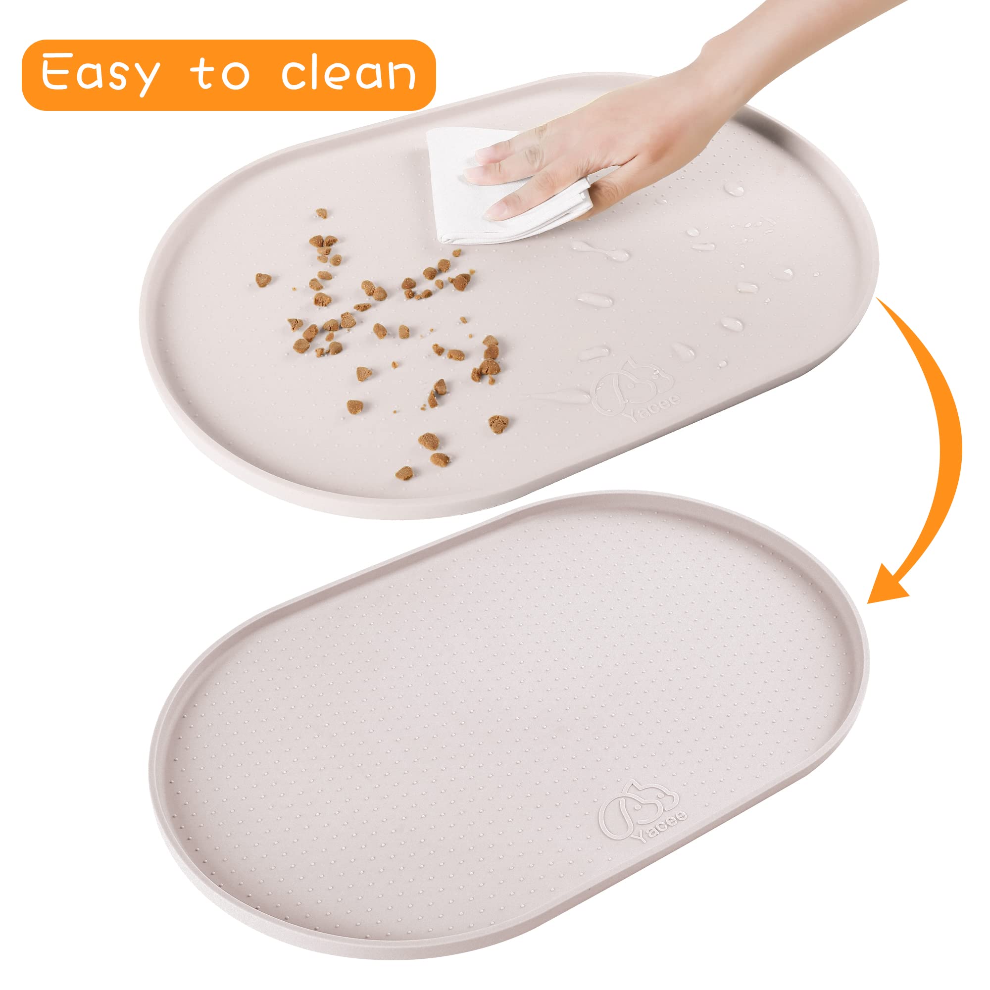 Yacee Yacee Waterproof Raised Edge Silicone Dog Food Mat BPA Free Small White Sand for Cats and Dogs Protects Floors and Contains Spills - View 4 of 7