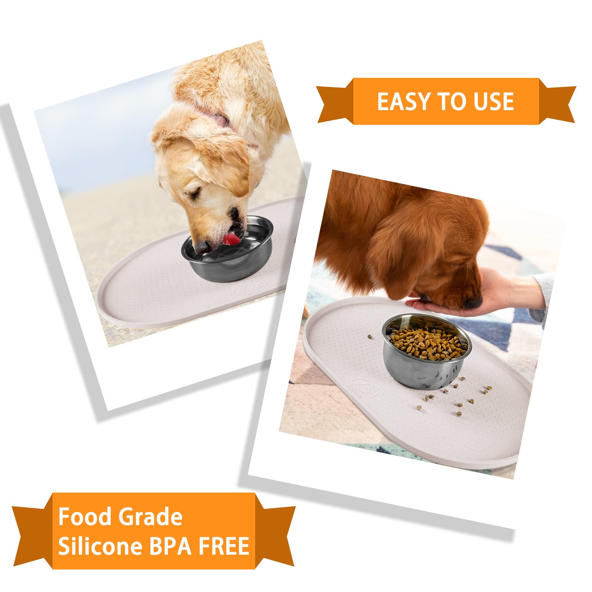 Yacee Yacee Waterproof Raised Edge Silicone Dog Food Mat BPA Free Small White Sand for Cats and Dogs Protects Floors and Contains Spills - View 7 of 7