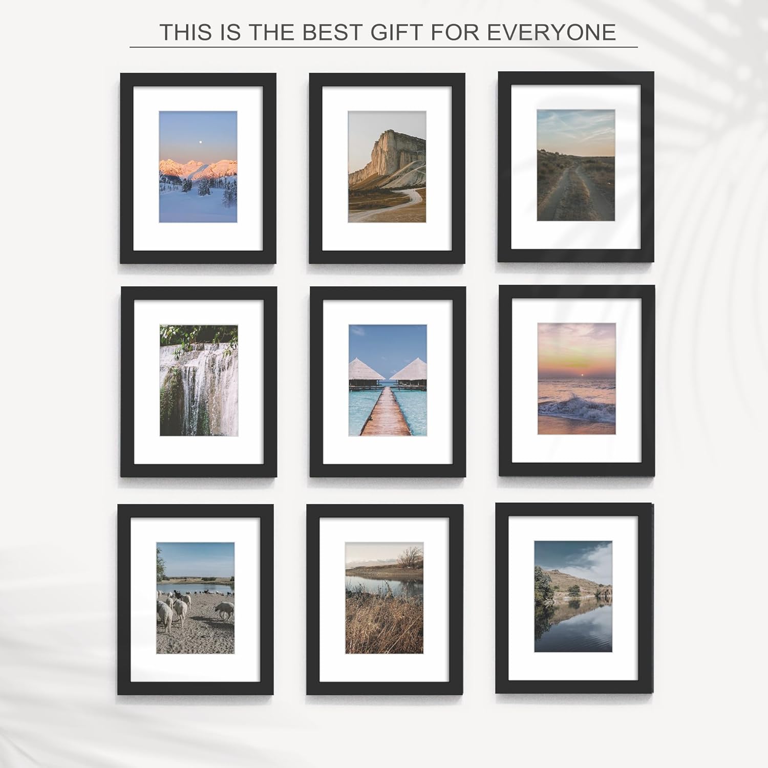 Wiscet Wiscet 8x10 Picture Frame Set of 9 for Wall Mounting or Tabletop Display Photos 5x7 with Mat or 8x10 Without Mat Black - View 2 of 7