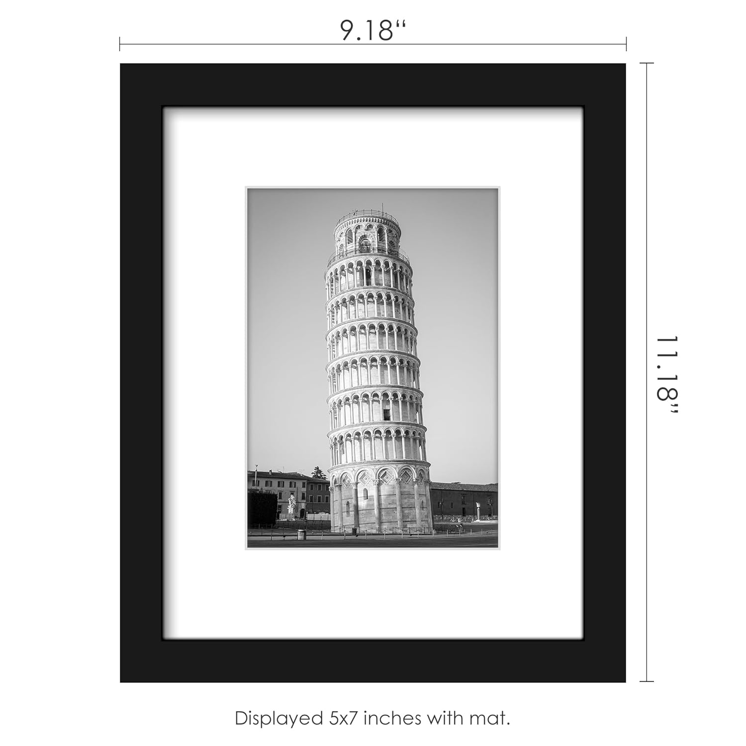 Wiscet Wiscet 8x10 Picture Frame Set of 9 for Wall Mounting or Tabletop Display Photos 5x7 with Mat or 8x10 Without Mat Black - View 3 of 7