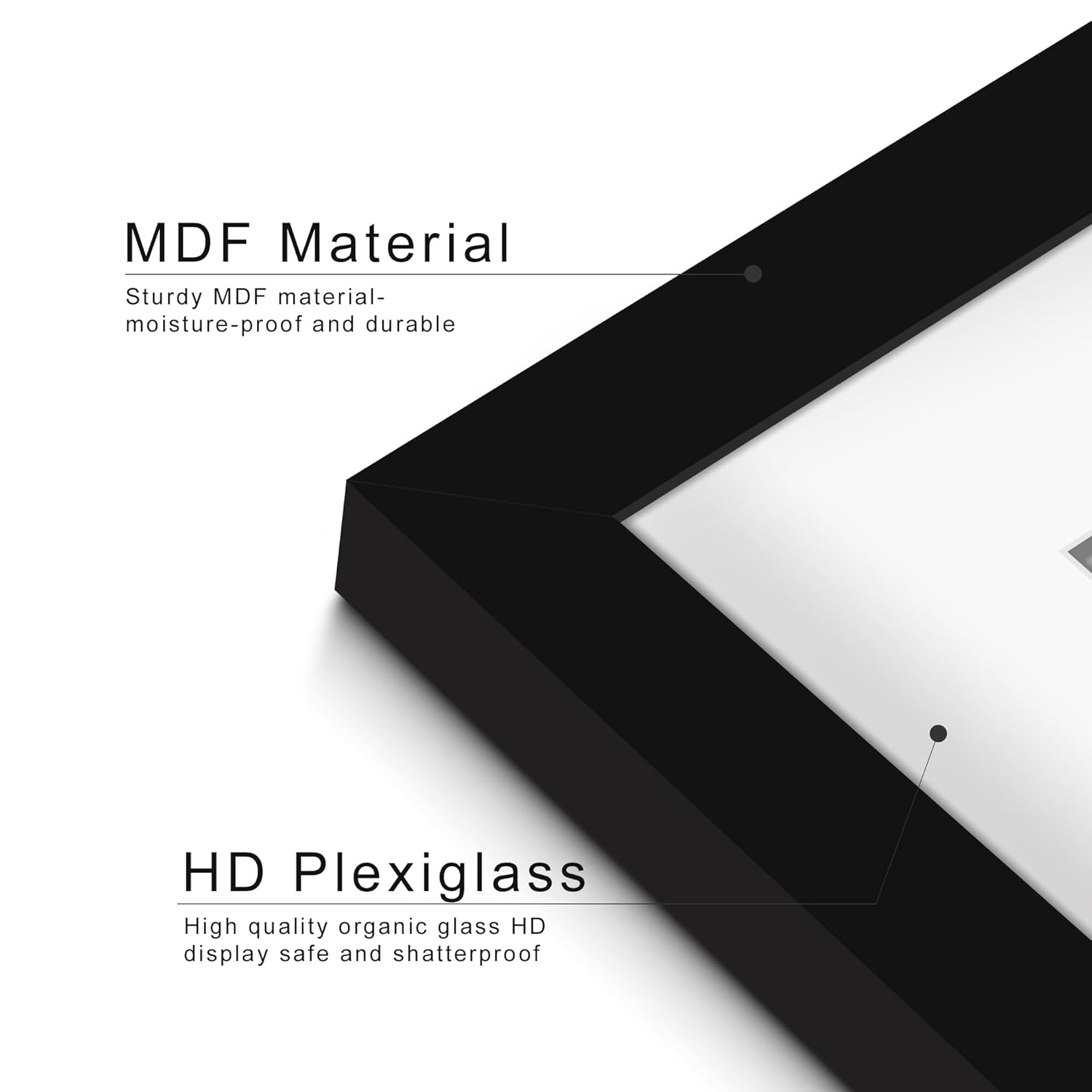 Wiscet Wiscet 8x10 Picture Frame Set of 9 for Wall Mounting or Tabletop Display Photos 5x7 with Mat or 8x10 Without Mat Black - View 4 of 7