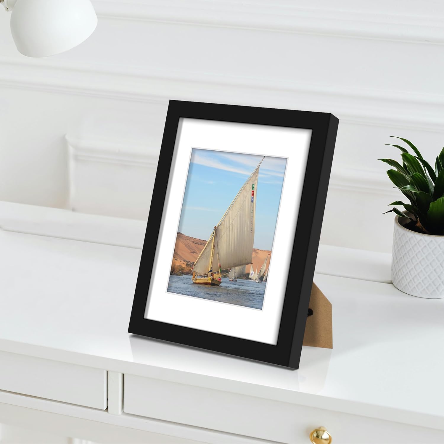 Wiscet Wiscet 8x10 Picture Frame Set of 9 for Wall Mounting or Tabletop Display Photos 5x7 with Mat or 8x10 Without Mat Black - View 6 of 7