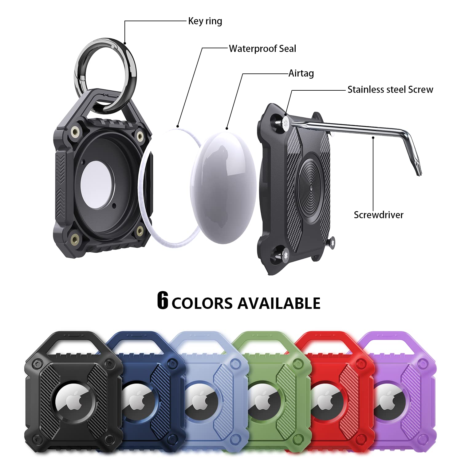 Sichy Sichy Waterproof Airtag Keychain Holder Case Compatible with Apple Air Tag Tracker Protective Cover for Keys Bags Luggage and Pet Collar - View 2 of 7