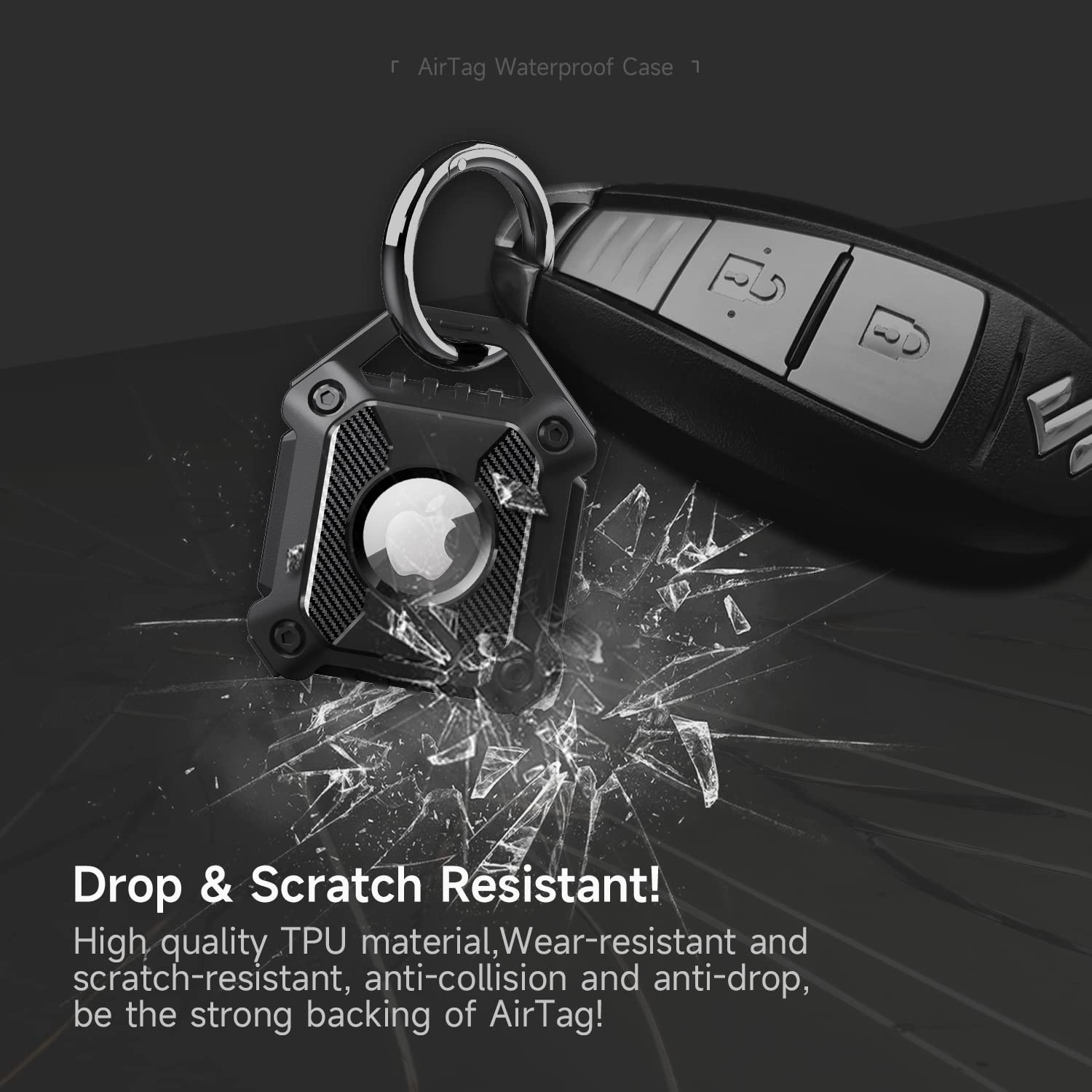 Sichy Sichy Waterproof Airtag Keychain Holder Case Compatible with Apple Air Tag Tracker Protective Cover for Keys Bags Luggage and Pet Collar - View 3 of 7