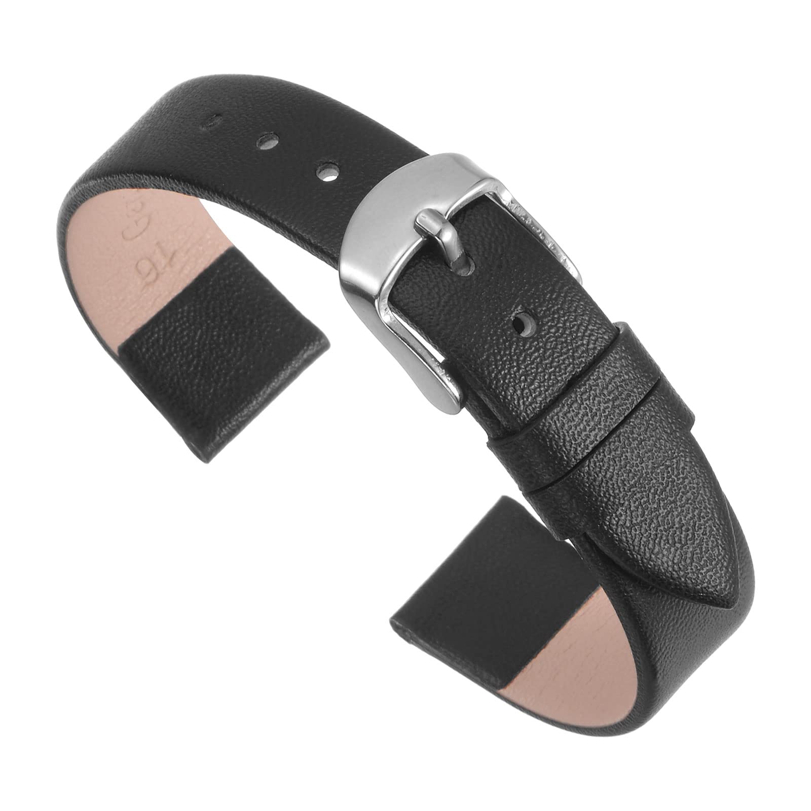 uxcell Genuine Leather Band 12mm Smooth Flat Watch Strap for Men and Women in Black