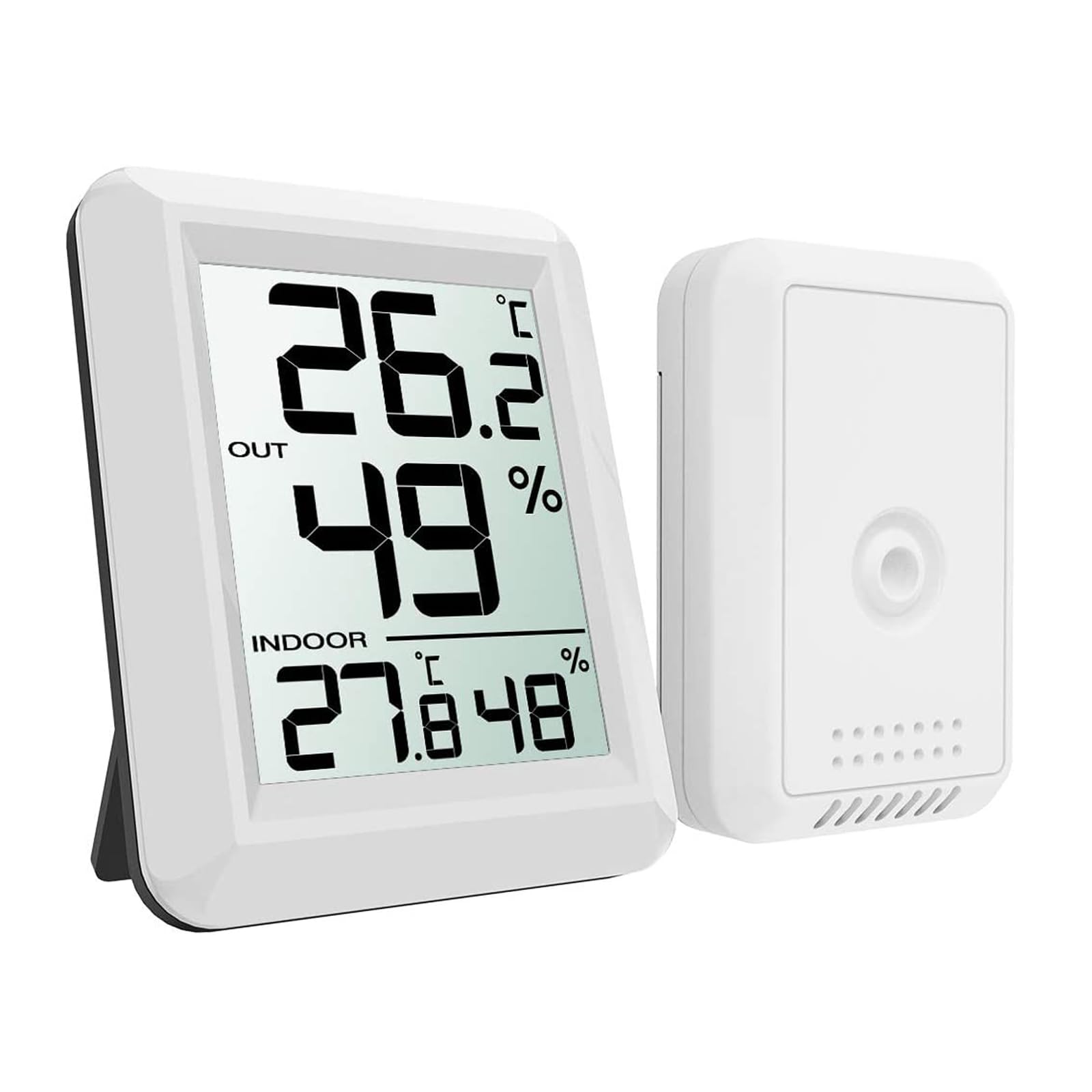 Digital Indoor Outdoor Thermometer Hygrometer Wireless Weather Station, Temperature Humidity Monitor with 328ft Range Remote Sensor, ? ? Switch for