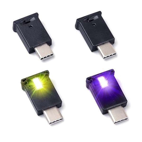 AOZITA AOZITA Mini USB Type C RGB LED Light - 8 Color Adjustable Night Lamp for Car, Laptop & Home Decor (Pack of 4)