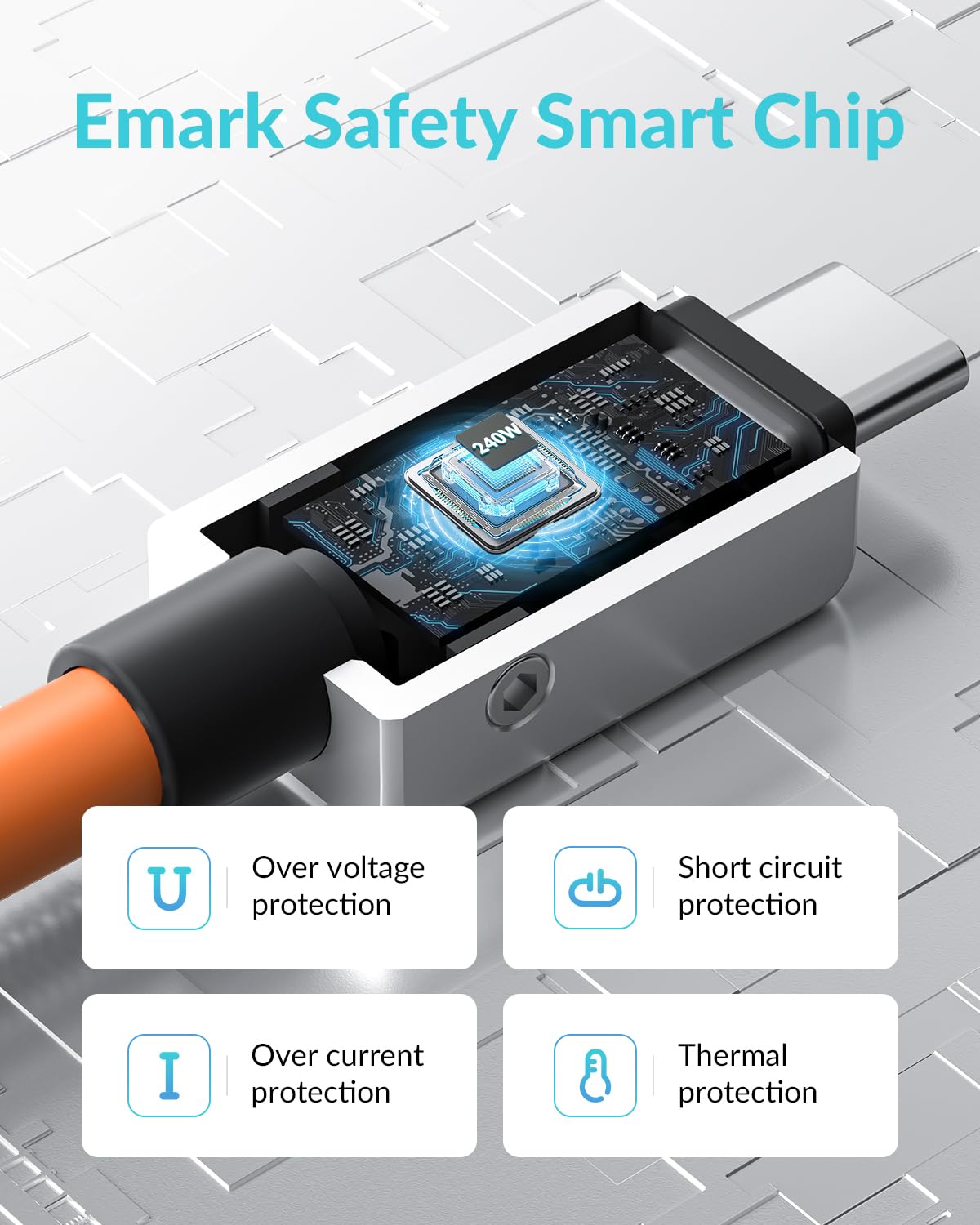 PHIXERO PHIXERO 240W USB C to USB C Cable 20Gbps 6.6ft Zine Alloy Fast Charging Orange - View 6 of 7