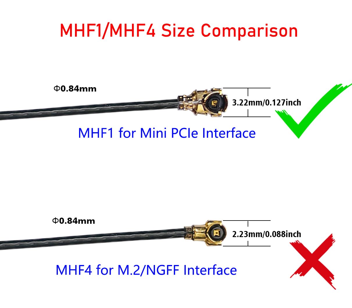 WiFi Antenna IPEX MHF4 Internal Dual Band 2.4GHz 5GHz for M.2 7265 8265 9260 9560 AX200 AX210 - View 4 of 5