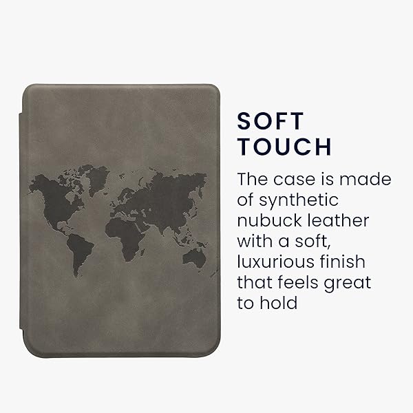 kwmobile KWMobile Cover for Kobo Clara 2E & Tolino Shine 4 - Stylish eReader Case in Travel Outline Grey - View 4 of 8