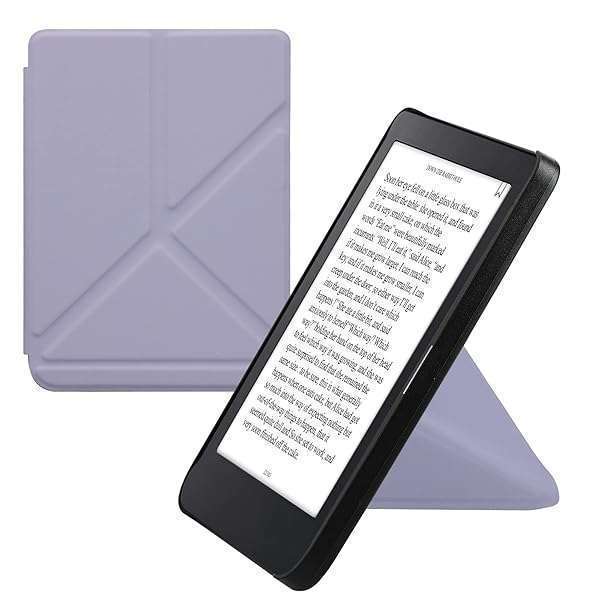 kwmobile KWMobile Origami Case for Kobo Clara 2E & Tolino Shine 4 - Slim PU Leather Stand Cover in Lavender - View 3 of 11