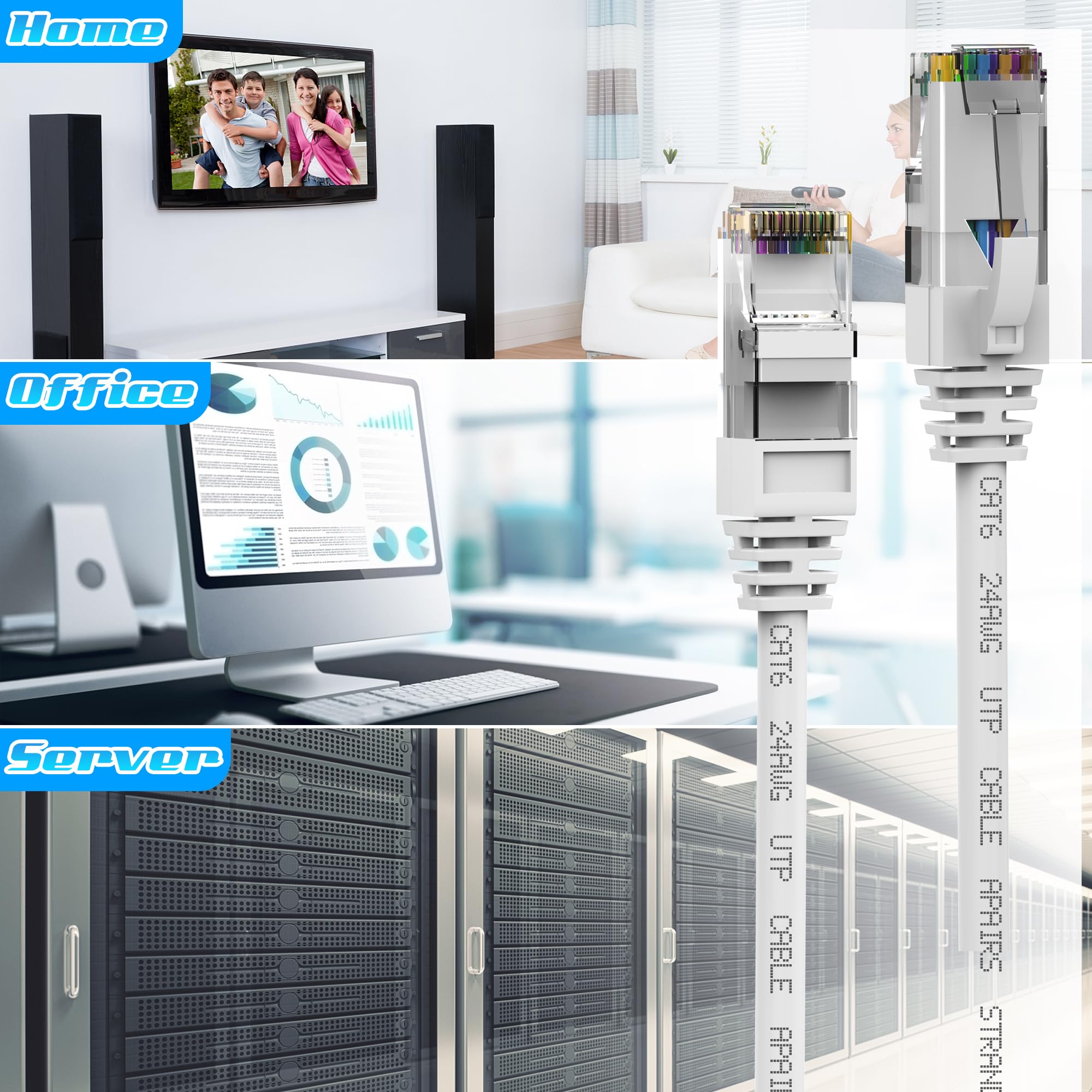 350FT Cat6 Ethernet Cable Indoor Outdoor UTP Network Cable Compatible with PC Laptop Router Switch Server 25 Cable Ties White - View 6 of 6