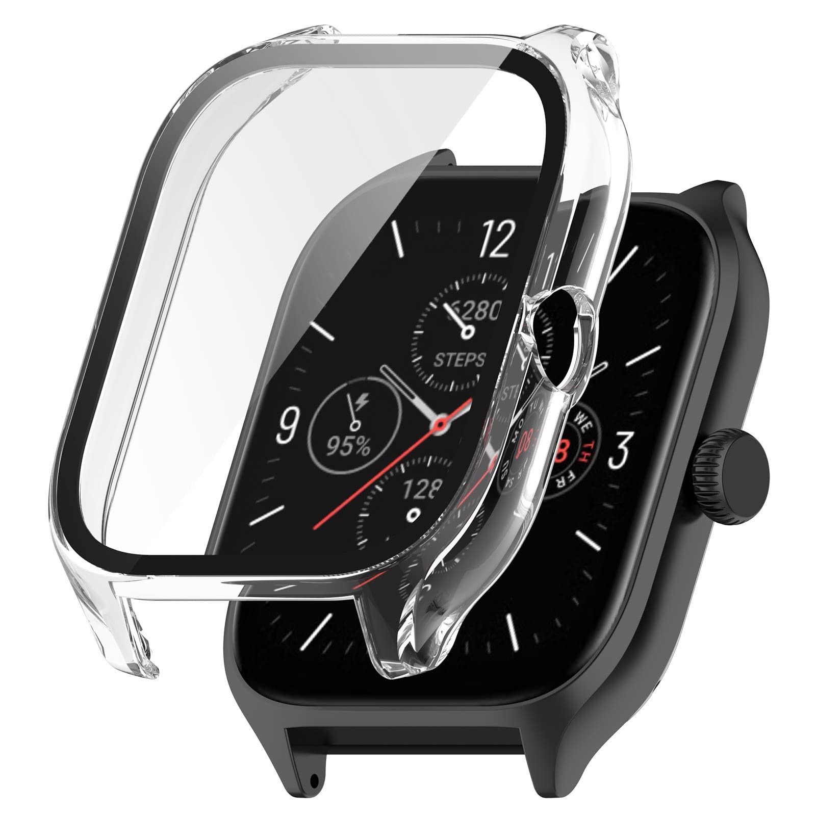 E ECSEM Compatible for Amazfit GTS 4 Case with Built-in Tempered Glass Screen Protector, Full Coverage Hard PC Ultra-Thin Protective Cover for - View 6 of 7
