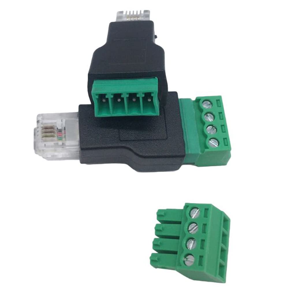 Jienk Jienk 2Pcs RJ11 Male to 4 Pins Screw Terminal Block Adapter for Cat3 Telephone Handset Cords Extender - View 2 of 7