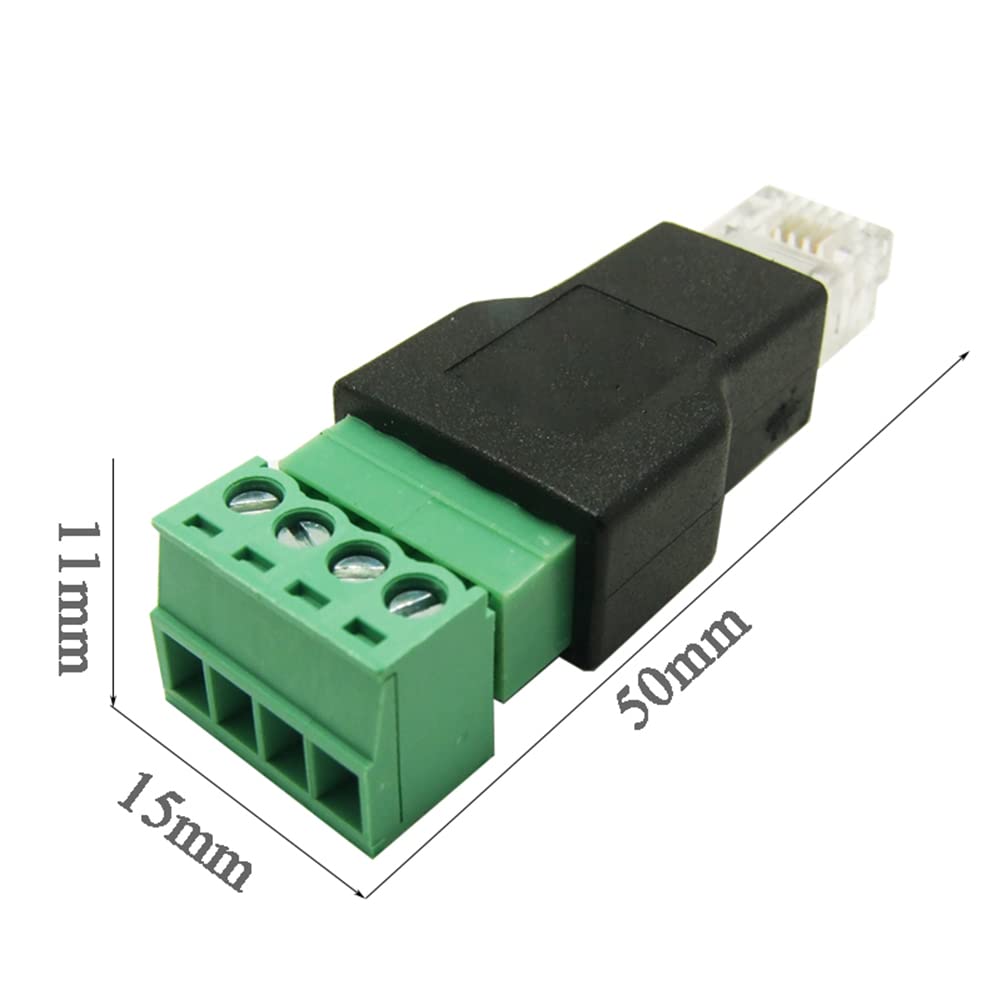 Jienk Jienk 2Pcs RJ11 Male to 4 Pins Screw Terminal Block Adapter for Cat3 Telephone Handset Cords Extender - View 3 of 7