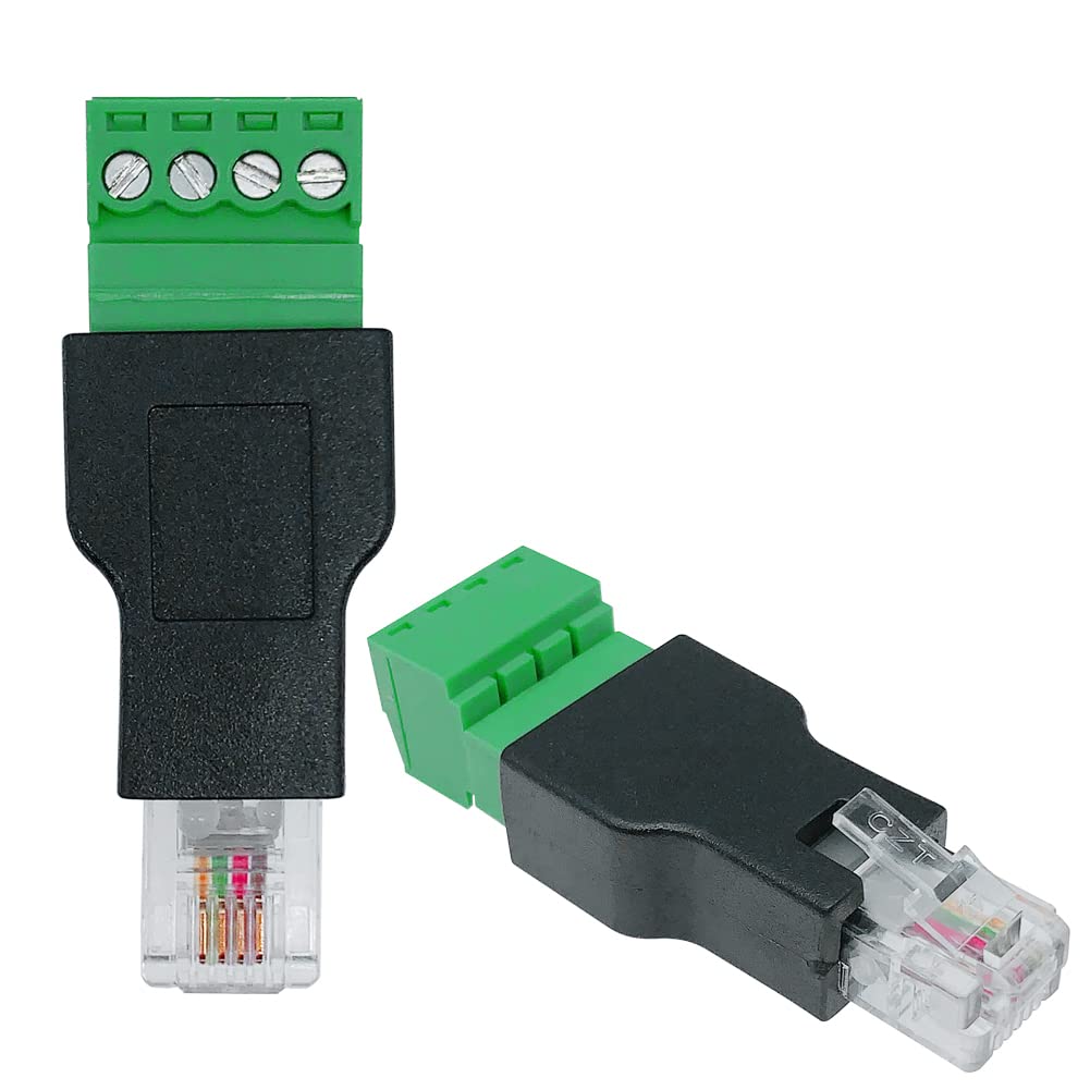 Jienk Jienk 2Pcs RJ11 Male to 4 Pins Screw Terminal Block Adapter for Cat3 Telephone Handset Cords Extender - View 4 of 7