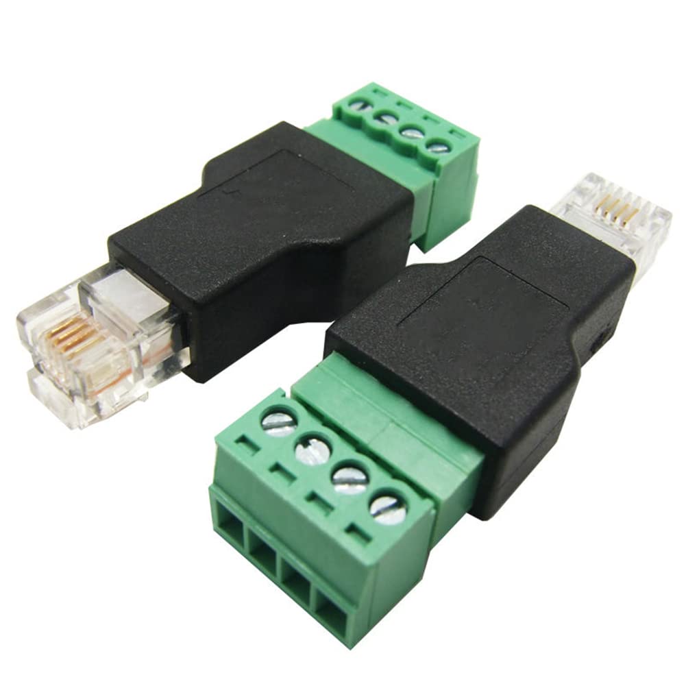 Jienk Jienk 2Pcs RJ11 Male to 4 Pins Screw Terminal Block Adapter for Cat3 Telephone Handset Cords Extender - View 5 of 7
