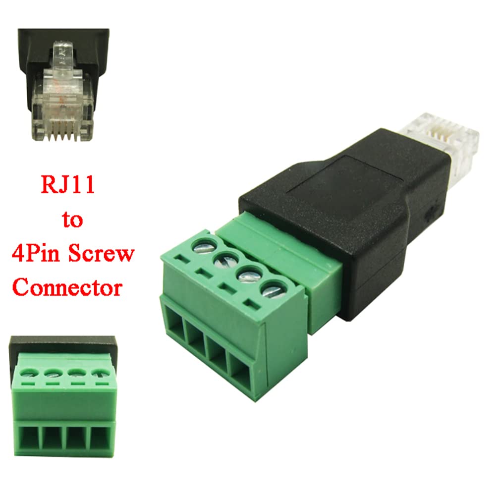 Jienk Jienk 2Pcs RJ11 Male to 4 Pins Screw Terminal Block Adapter for Cat3 Telephone Handset Cords Extender - View 6 of 7