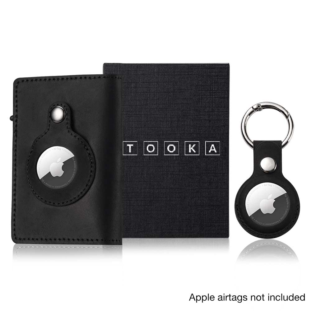 Tooka Tooka Airtag Wallet and Keyholder Genuine Leather Multifunctional RFID Blocking Case for Apple AirTags Black - View 2 of 9