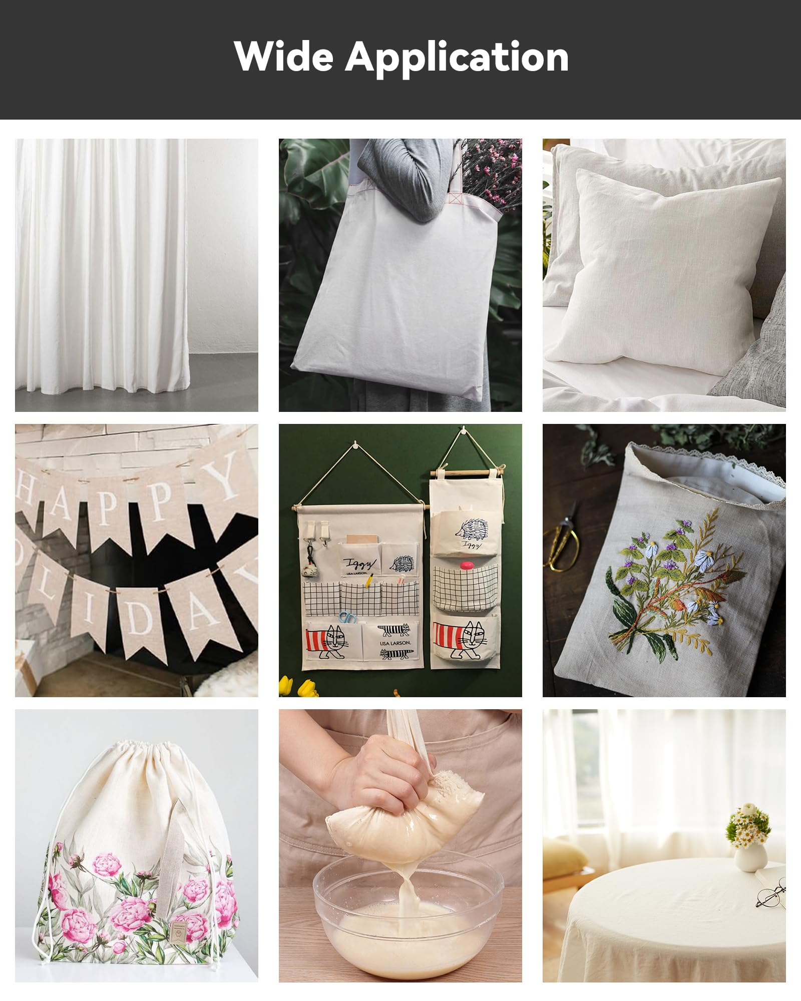 HOTGODEN HOTGODEN Lightweight 100 Cotton Muslin Fabric 59 Inch x 2 5 10 Yards Bleached Linen Material for Sewing Apparel and Craft Projects - View 6 of 6