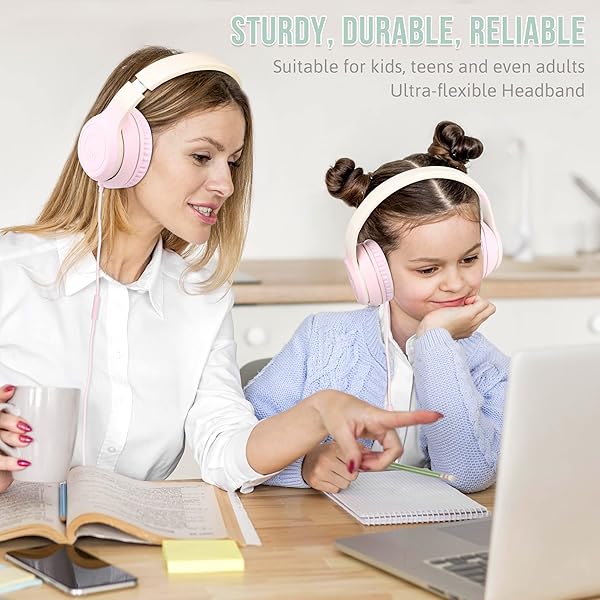 rockpapa Rockpapa L22 Wired Headphones for Kids & Women - Foldable Stereo with Microphone, Perfect for School & Travel (Pink) - View 8 of 8