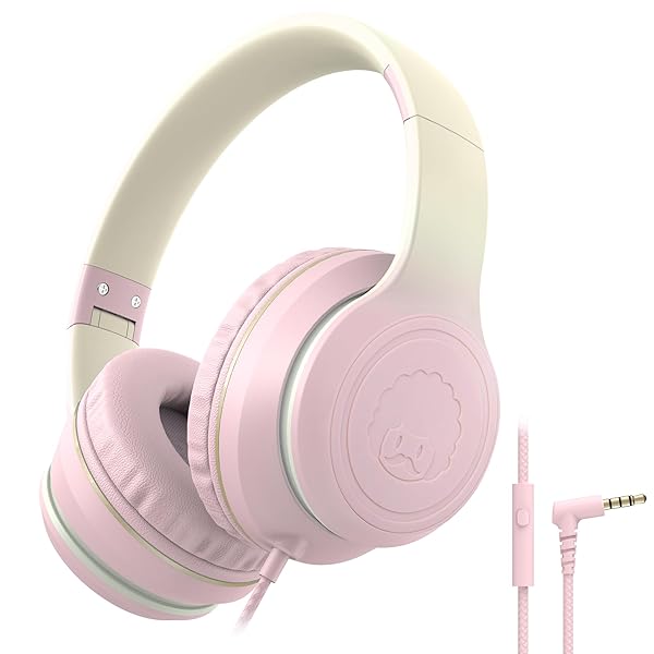 rockpapa Rockpapa L22 Wired Headphones for Kids & Women - Foldable Stereo with Microphone, Perfect for School & Travel (Pink) - View 2 of 8