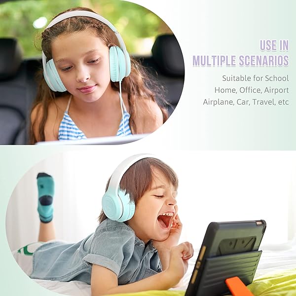 rockpapa Rockpapa L22 Wired Headphones for Kids & Adults - Foldable Stereo with Microphone, Perfect for School & Travel (Teal) - View 9 of 9