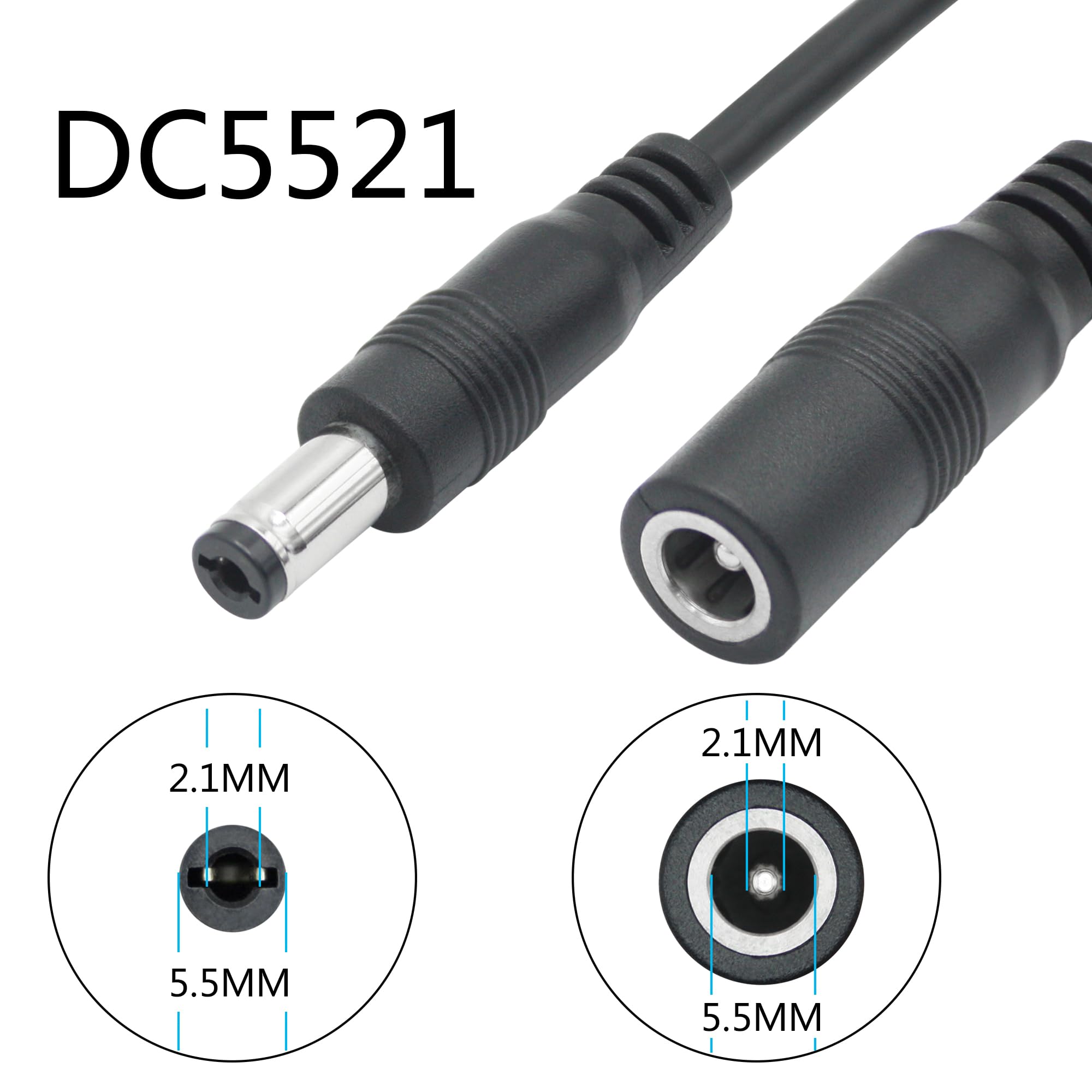 Maixbomr Maixbomr DC Power Splitter Cable 1 Female to 3 Male 0.45m Y Adapter for CCTV Security Surveillance LED Lights 2Pcs - View 3 of 6