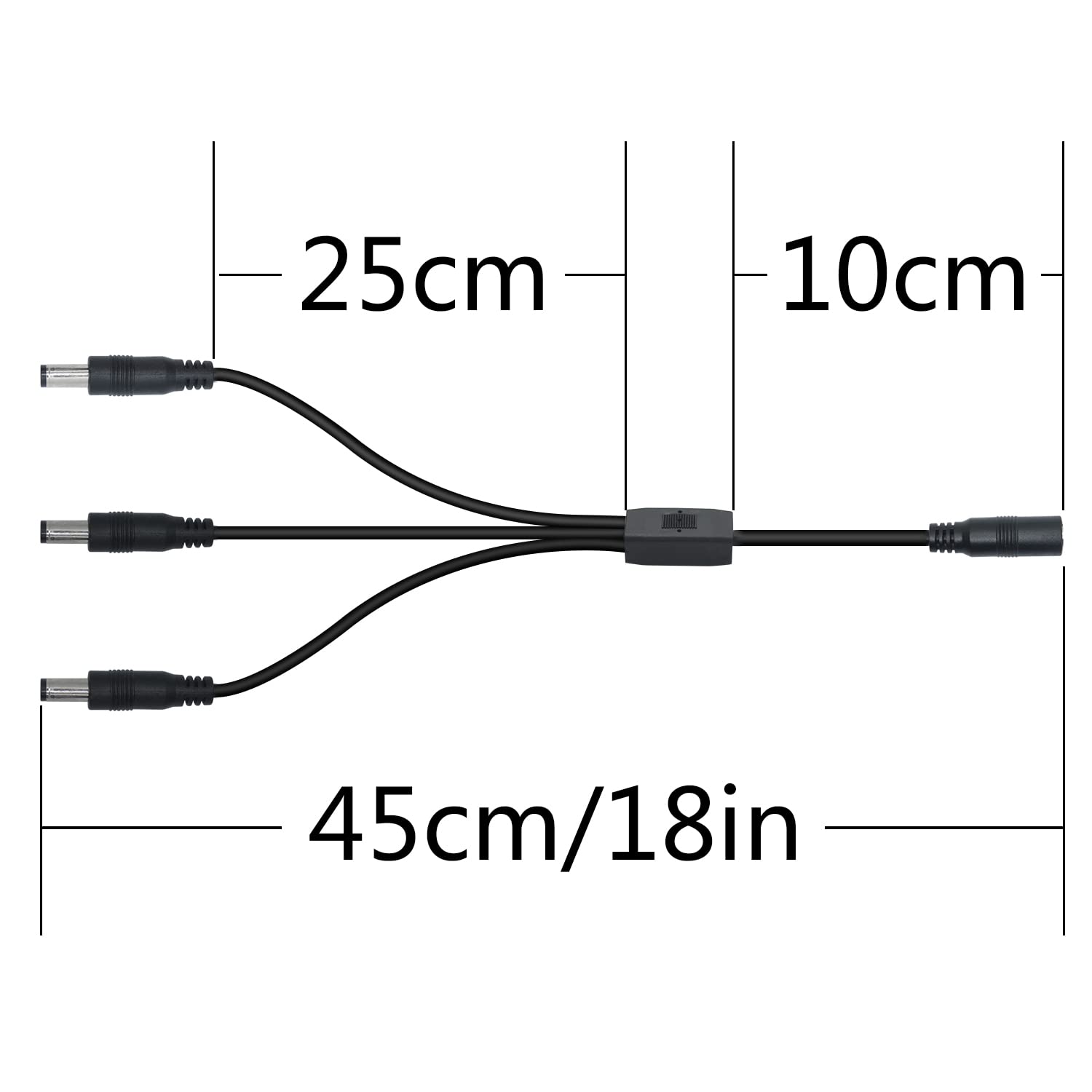 Maixbomr Maixbomr DC Power Splitter Cable 1 Female to 3 Male 0.45m Y Adapter for CCTV Security Surveillance LED Lights 2Pcs - View 6 of 6