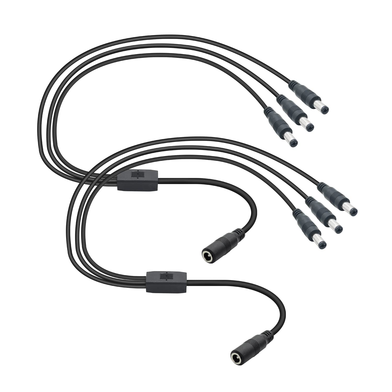 Maixbomr Maixbomr DC Power Splitter Cable 1 Female to 3 Male 0.45m Y Adapter for CCTV Security Surveillance LED Lights 2Pcs