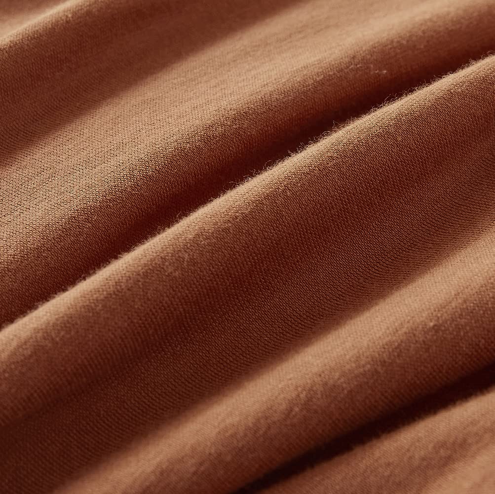 DONEUS DONEUS Jersey Knit Cotton Fitted Sheet Set Ultra Soft Wrinkle Free Breathable 15 Inch Deep Pocket Elastic King Solid Burnt Orange - View 6 of 6