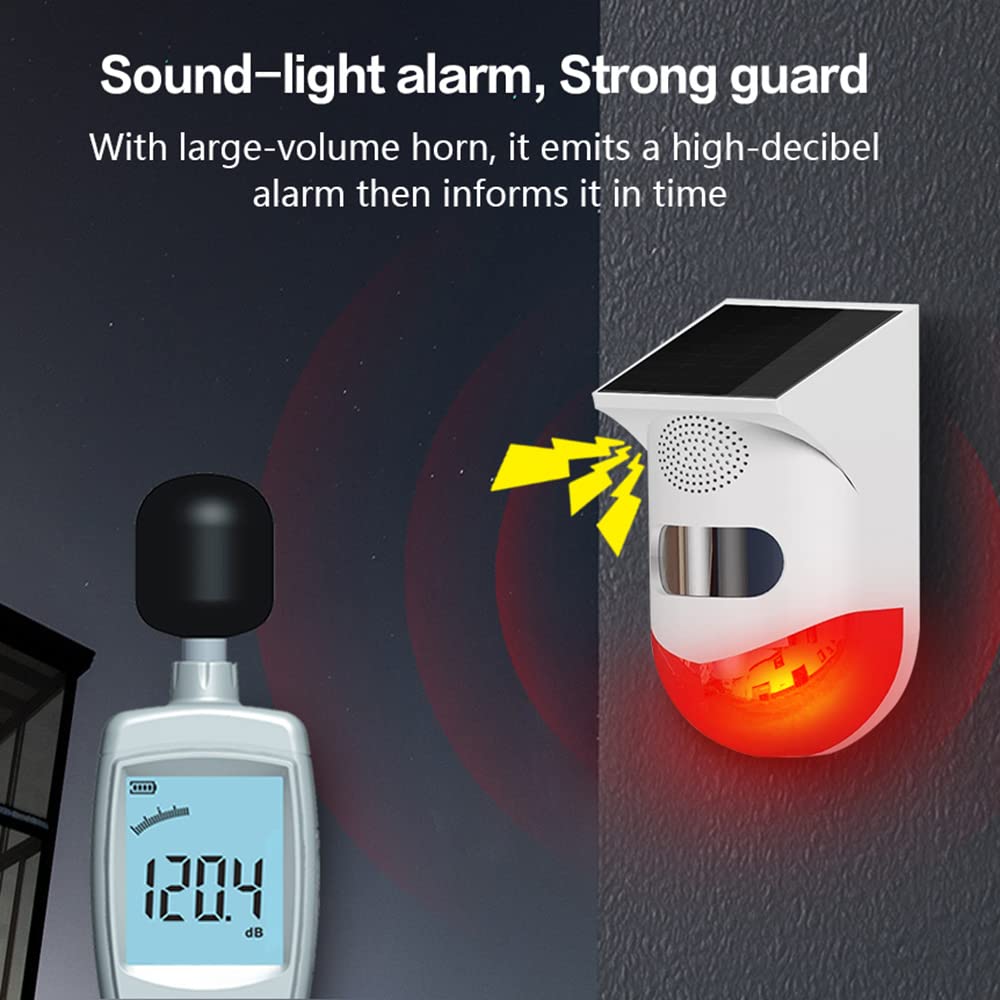 LKHSYAN Solar Strobe Light with Remote Alarm Siren for Home Farm Barn and Yard Security - View 5 of 8