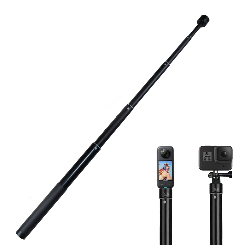 51.2 inch Invisible Selfie Stick Compatible with GoPro Hero 13 12 11 10 9 AKASO EK7000 Brave 4 7 LE Insta360 DJI Osmo Action 5 Pro 4 Camera,30-130cm