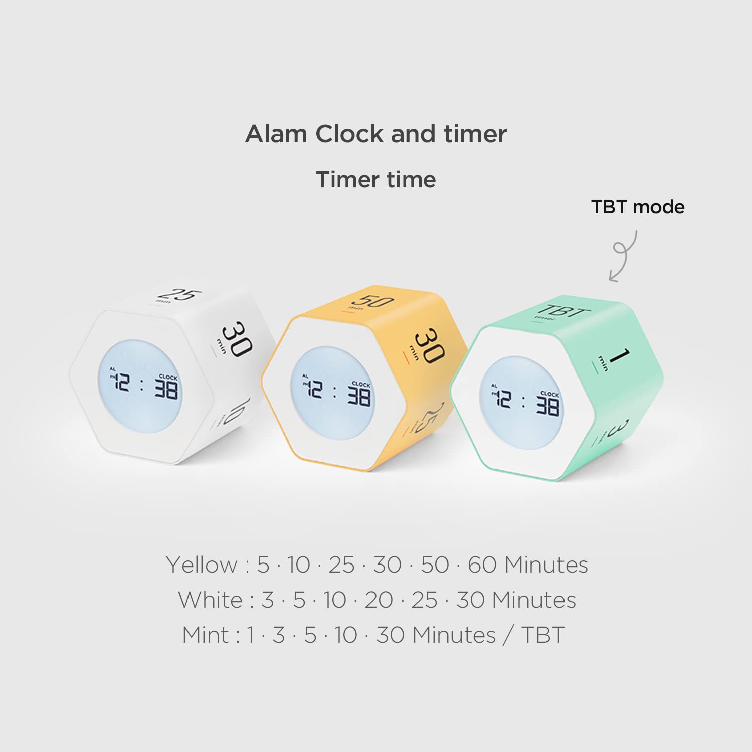 mooas Mooas Multi-Hexagon Clock Cube Timer Digital Timer with Backlight Ideal for Classroom Gym Office Pomodoro Count Up Countdown Yellow - View 2 of 9