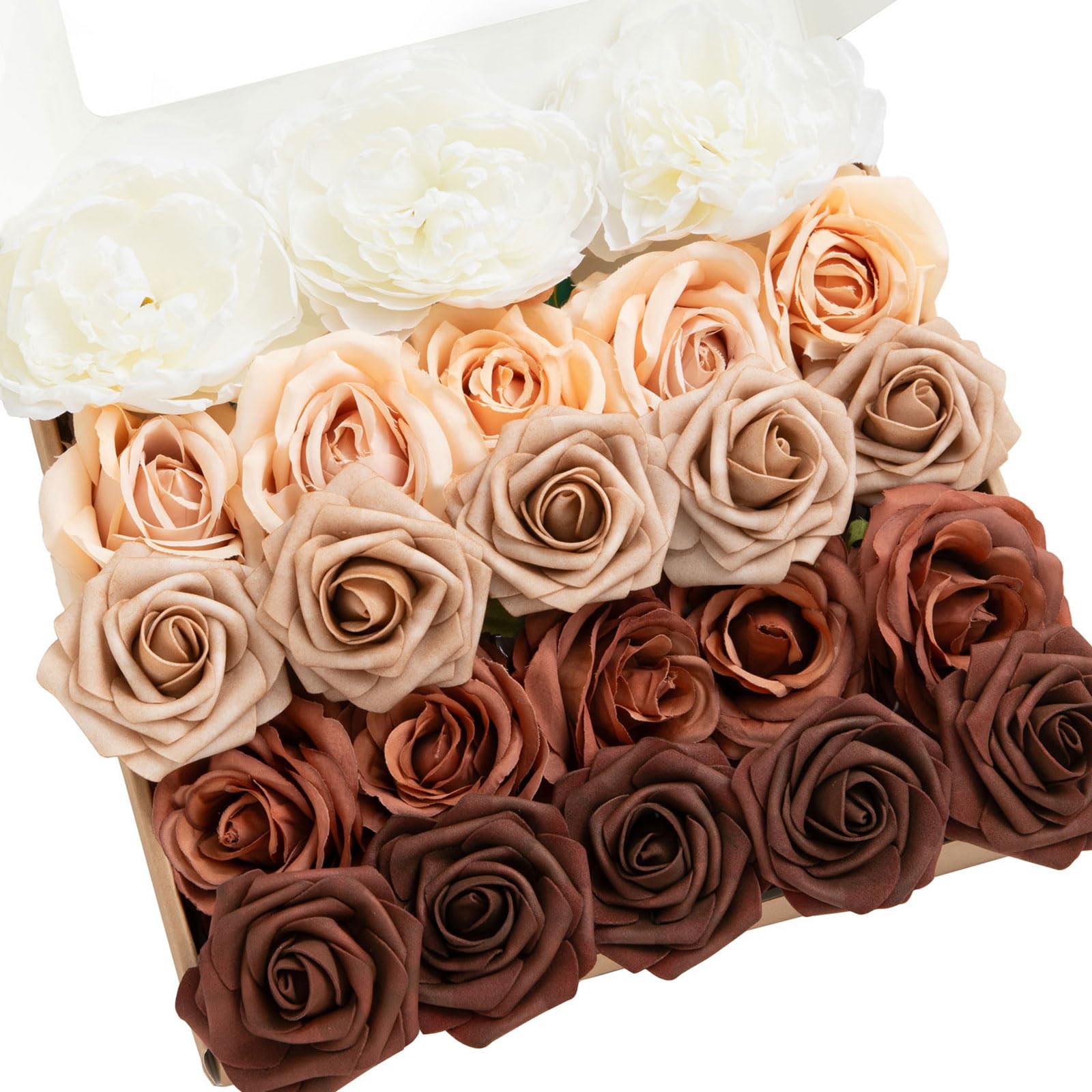 Ling's moment Artificial Flowers Fake Silk Peonies Faux Foam Roses Combo for DIY Wedding Bouquets Centerpieces Arrangements Bridal Shower Party Home