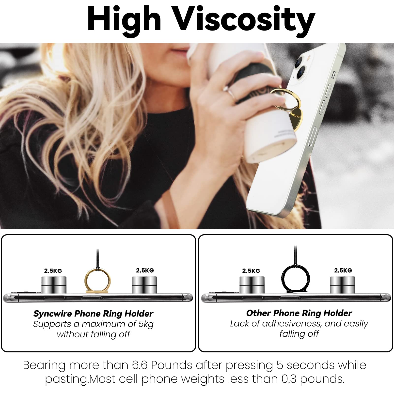 OBHEI Metal Cell Phone Ring Holder Finger Ring Stand, 360 Degree Rotation Ring Kickstand Grip Holder for Magnetic Car Mount, Gold - View 5 of 7