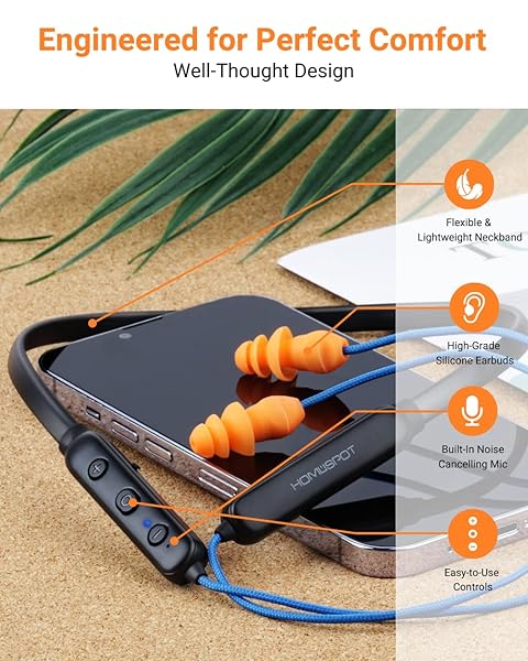 HomeSpot HomeSpot Noise Reduction Wireless Neckband Headphones: 27dB NRR, CVC Mic, 20H Playtime - OSHA Compliant for Work Safety - View 5 of 9