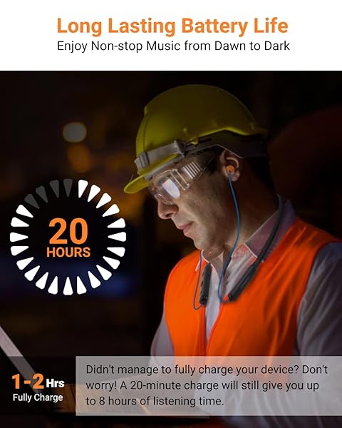HomeSpot HomeSpot Noise Reduction Wireless Neckband Headphones: 27dB NRR, CVC Mic, 20H Playtime - OSHA Compliant for Work Safety - View 8 of 9
