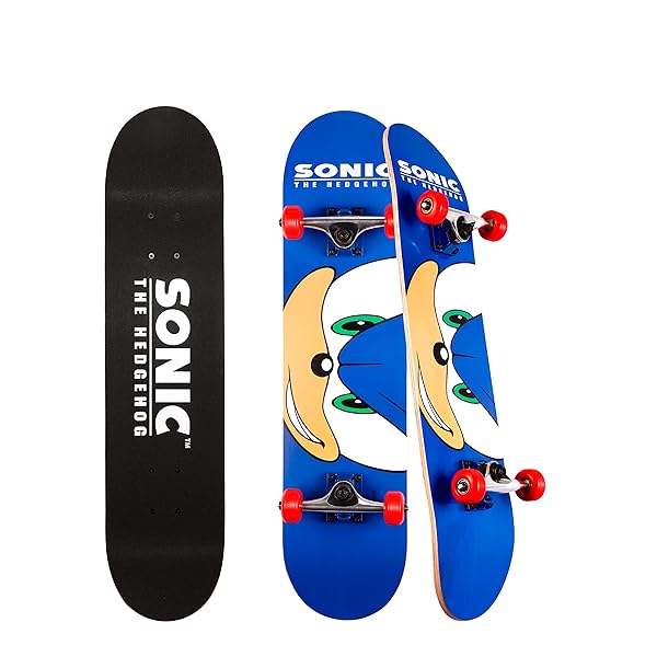 Voyager Buy Sakar Sonic The Hedgehog Skateboard - Kids & Teens Cruiser with Graphic Grip Tape & ABEC 5 Bearings