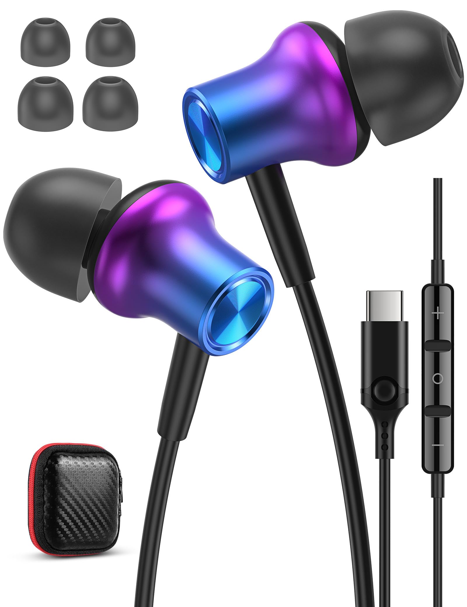 iMangoo Wired USBC Headphones Ergonomic in Ear Buds for iPhone 17 Air 16 16e 15 for iPad Pixel 10 9 9a Galaxy S25 S24 Ultra USB C Type Earbuds