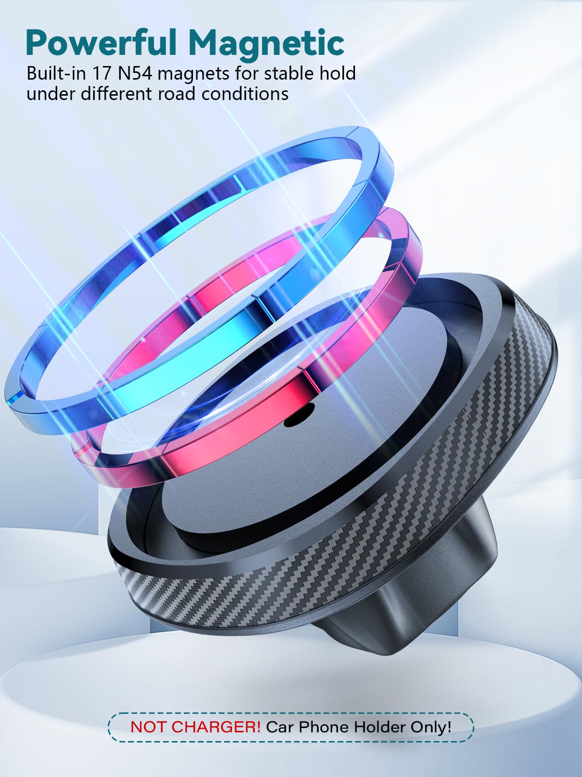 EXELIQ Magnetic Cup Holder Phone Cradle for Magsafe, Powerful N54 Magnet Flexible Tri-pivot Cup Phone Holder for Car, Tesla, Truck, SUV, Compatible - View 2 of 6