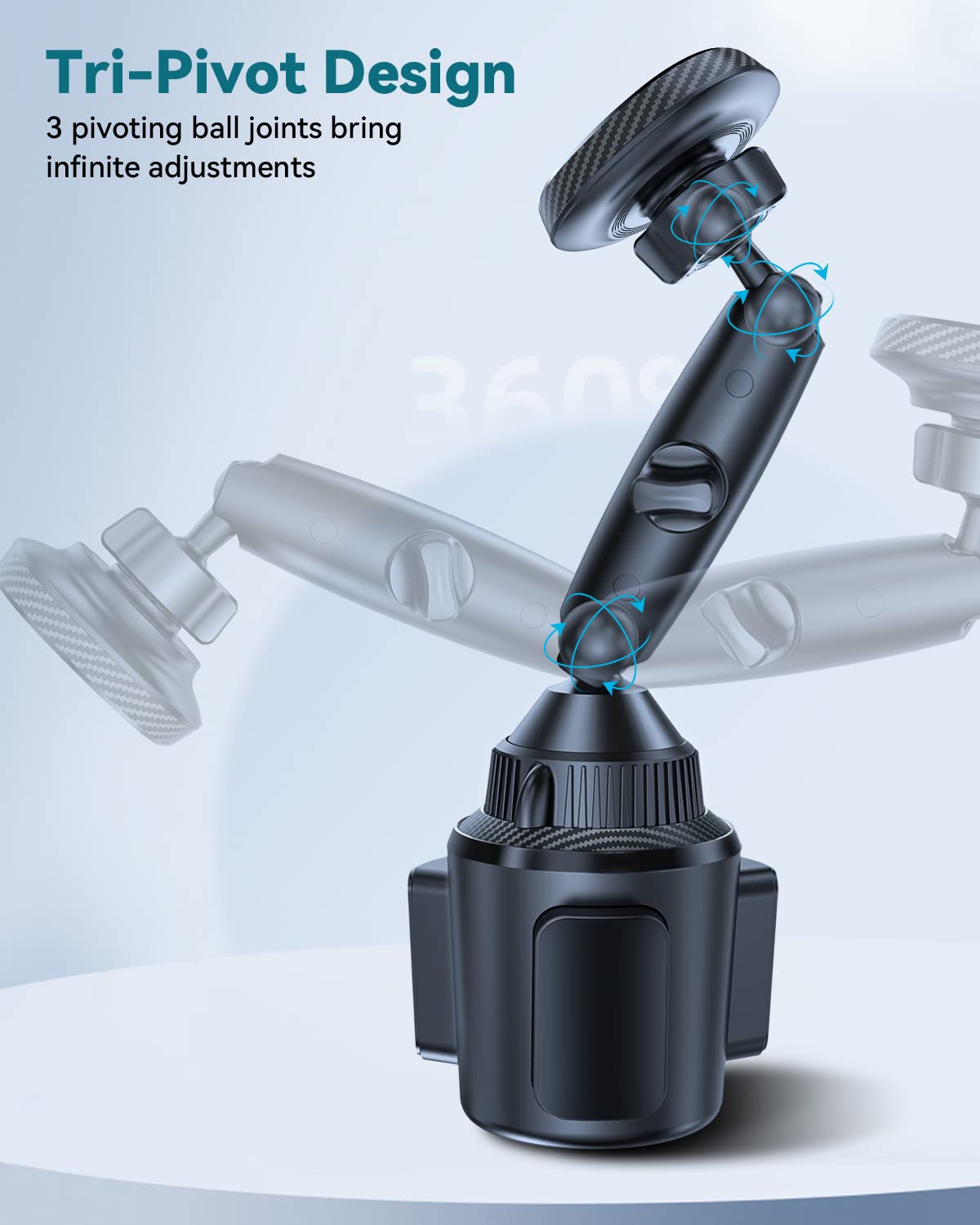 EXELIQ Magnetic Cup Holder Phone Cradle for Magsafe, Powerful N54 Magnet Flexible Tri-pivot Cup Phone Holder for Car, Tesla, Truck, SUV, Compatible - View 4 of 6