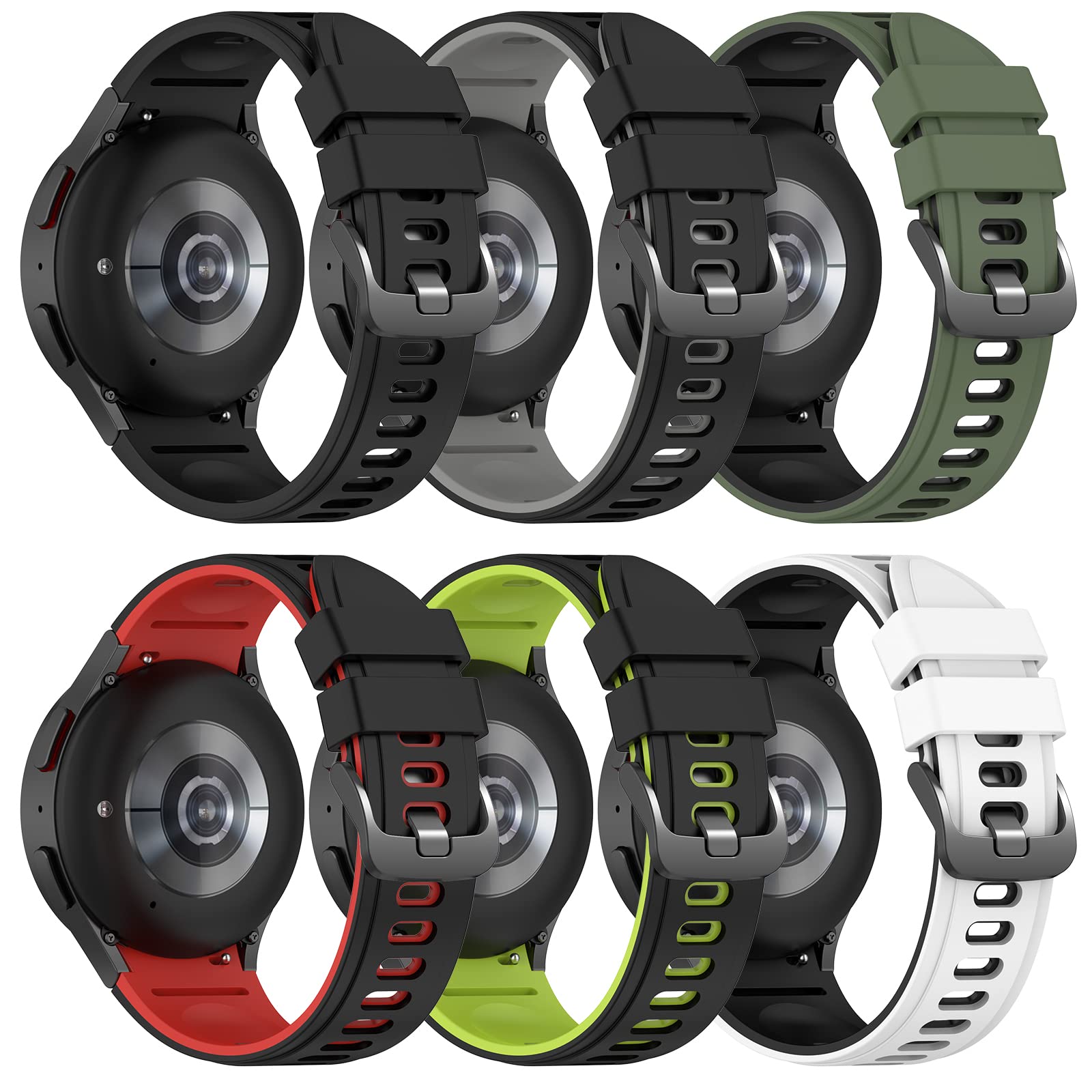 For Galaxy Watch 7 6 5 4 FE 40mm 44mm Bands, No Gap Soft Silicone Sport Strap Wristbands Compatible with Samasung Galaxy Watch 7 Watch 6 Classic 43mm